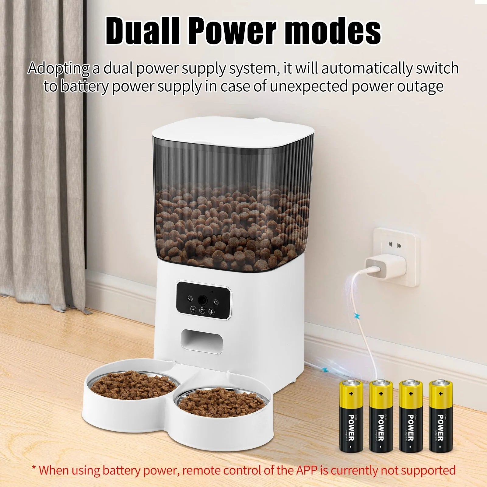 Threes Tree Smart Automatic Cat Feeder with HD Camera - 5L Capacity & Remote APP Control for Two Pets