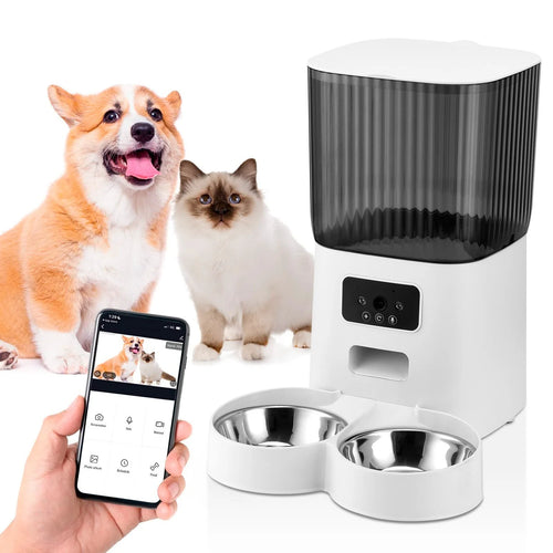 Threes Tree Smart Automatic Cat Feeder with HD Camera - 5L Capacity & Remote APP Control for Two Pets
